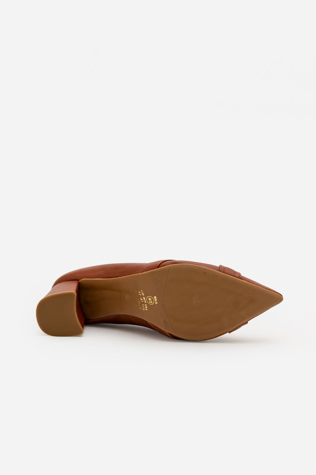 Scarpin Elegante em Couro com Salto Bloco Marrom Scarpin Elegante em Couro com Salto Bloco Marrom