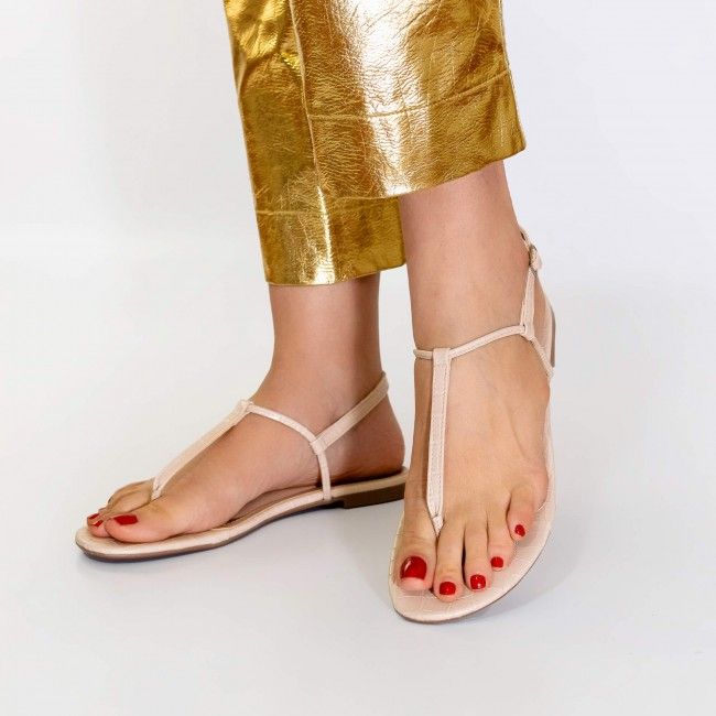 Rasteira Básica Tiras Minimalista Amêndoa