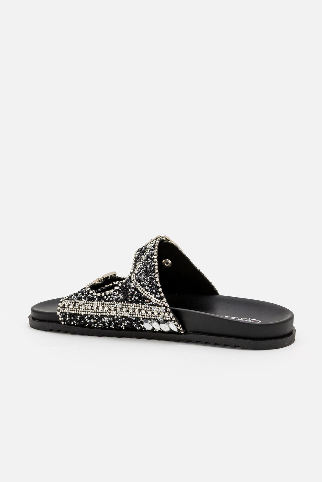 Papete Prática com Fivelas e Cristais Preta Papete Prática com Fivelas e Cristais Preta