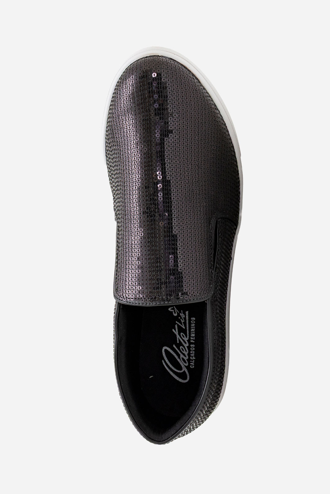 Tênis Slip On com Paetê Preto Tênis Slip On com Paetê Preto