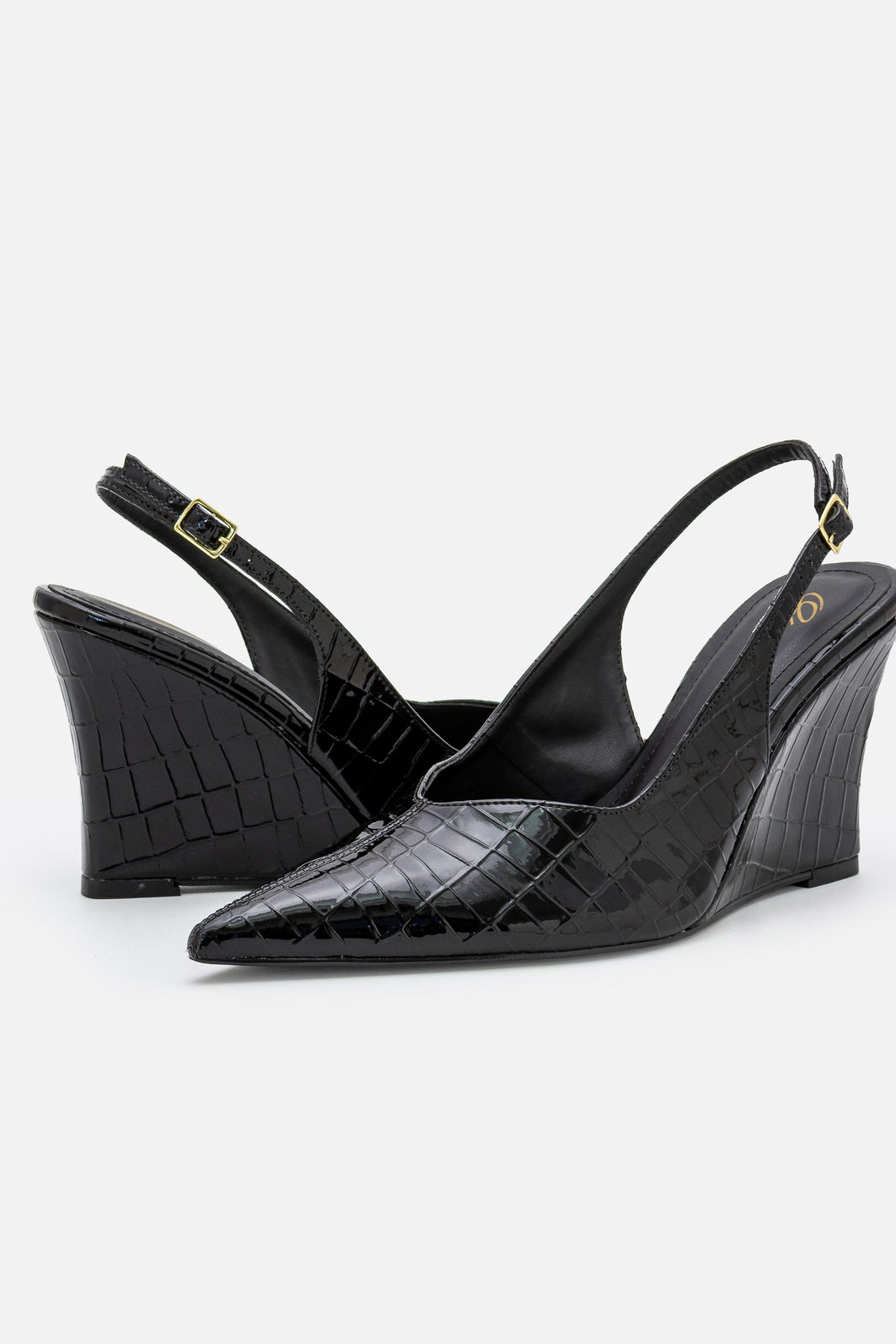 Chanel Croco com Salto Anabela Preto Chanel Croco com Salto Anabela Preto