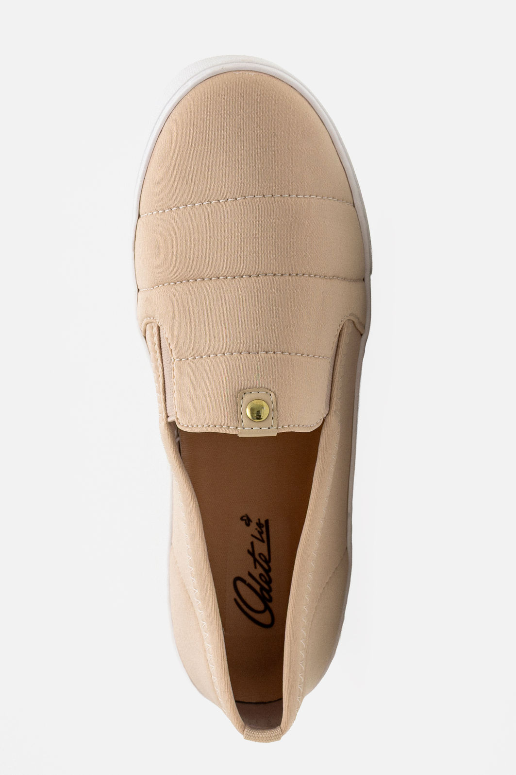 Tênis Slip On com Solado Alto Amêndoa Tênis Slip On com Solado Alto Amêndoa