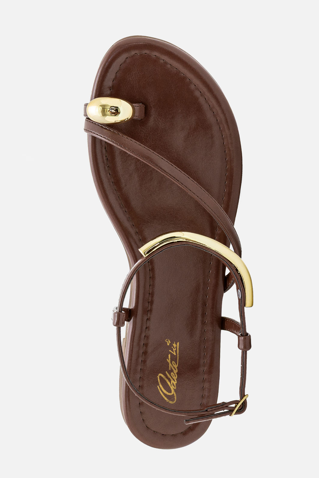 Rasteira Estilosa com Enfeites Metálicos Marrom Rasteira Estilosa com Enfeites Metálicos Marrom