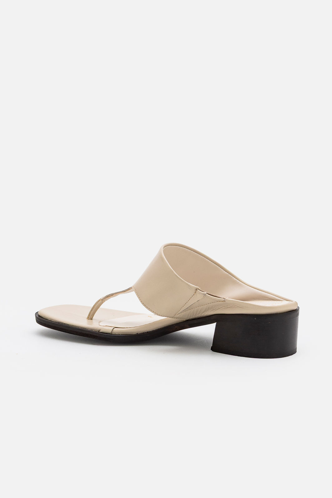 Mule Minimalista em Couro com Salto Bloco Off White