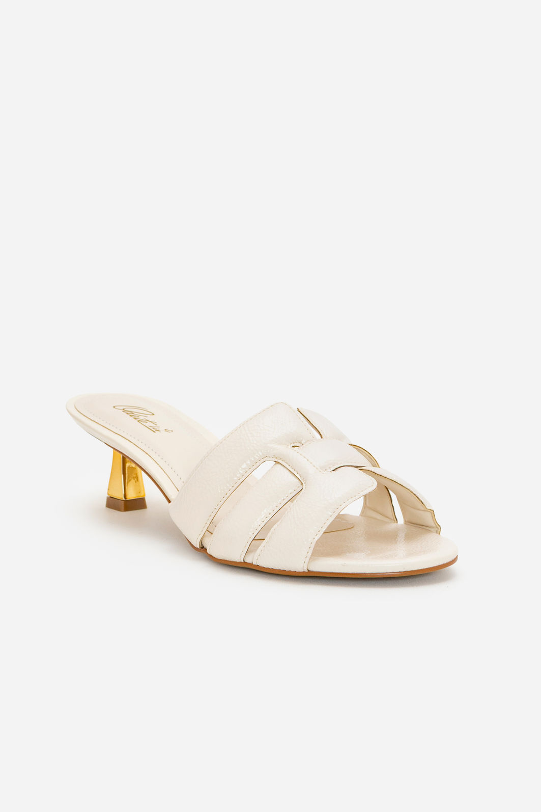 Mule Tiras Fofas e Salto Cromado Off White Mule Tiras Fofas e Salto Cromado Off White