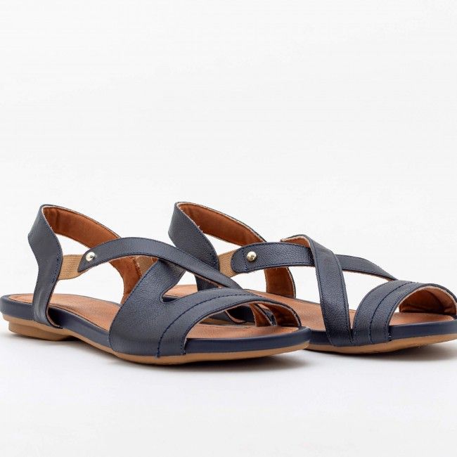 Rasteira Confortável em Couro Marinho