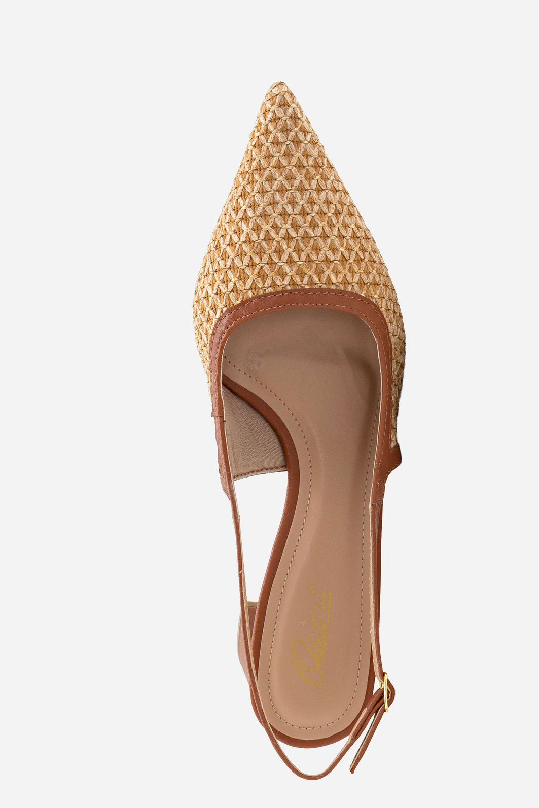 Slingback com Ráfia e Salto Bloco Caramelo Slingback com Ráfia e Salto Bloco Caramelo