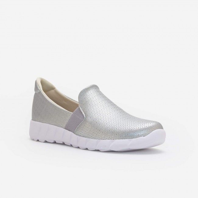 Tênis Slip On Comfort em Material Texturizado Prata Tênis Slip On Comfort em Material Texturizado Prata