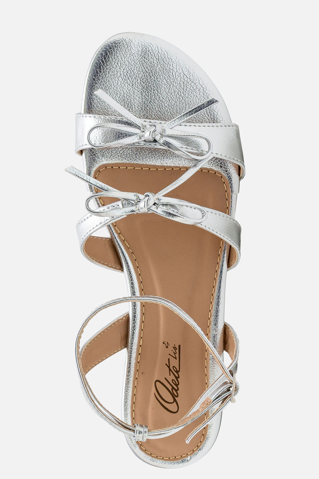 Rasteira com Lacinhos e Tornozeleira Prata