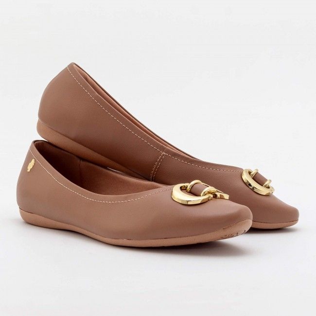 Sapatilha Delicada e Confortável em Couro Usaflex Castor