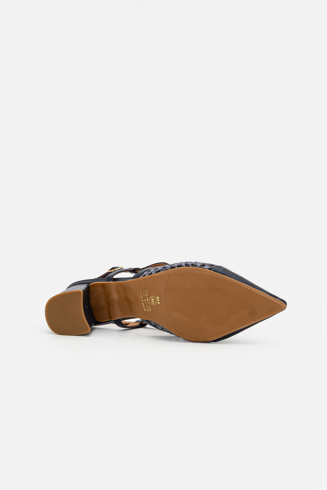 Chanel em Couro com Trissê e Salto Bloco Marinho Chanel em Couro com Trissê e Salto Bloco Marinho