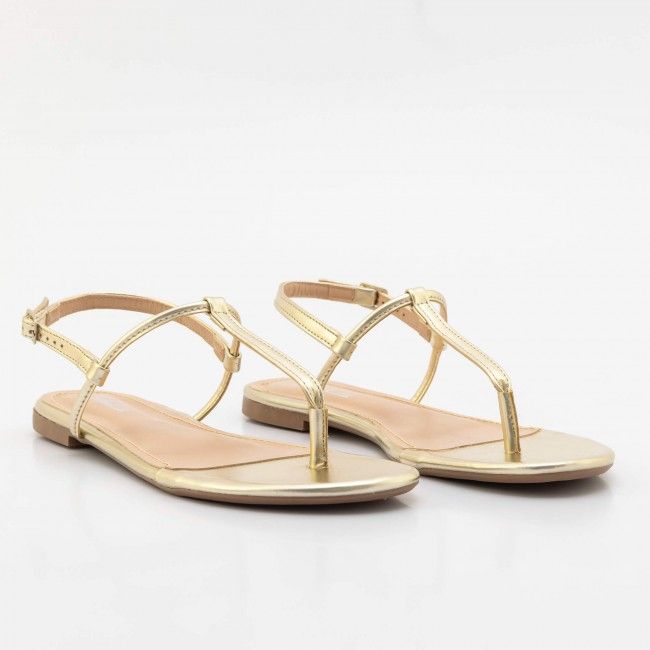 Rasteira Básica Tiras Minimalistas Champagne