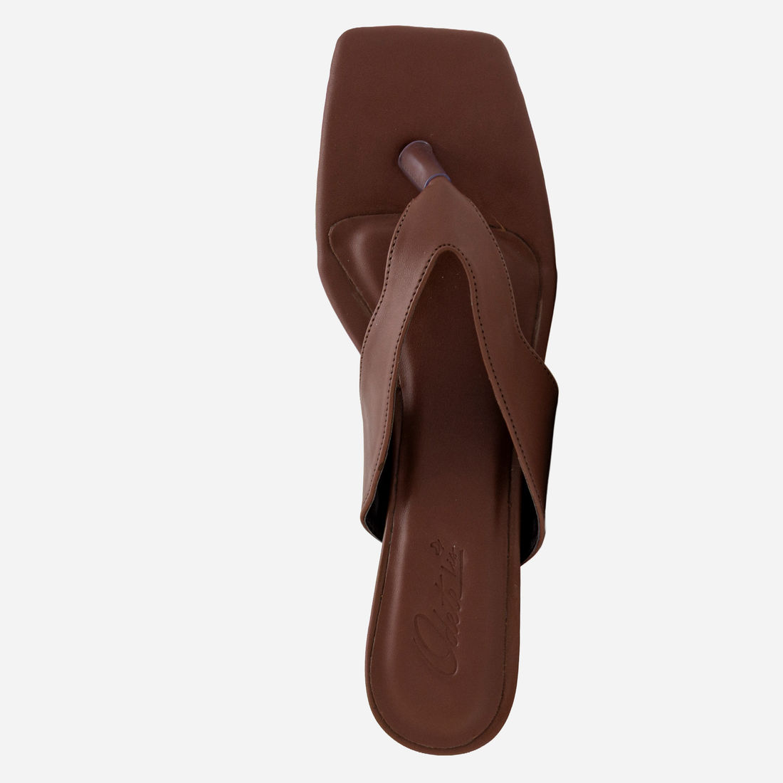 Mule De Dedo com Salto Bloco Baixo Marrom Mule De Dedo com Salto Bloco Baixo Marrom