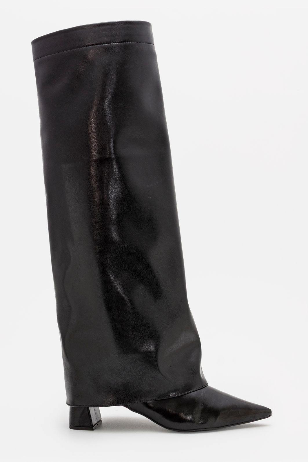 Bota Cano Longo com Capa e Salto Bloco Preta Bota Cano Longo com Capa e Salto Bloco Preta
