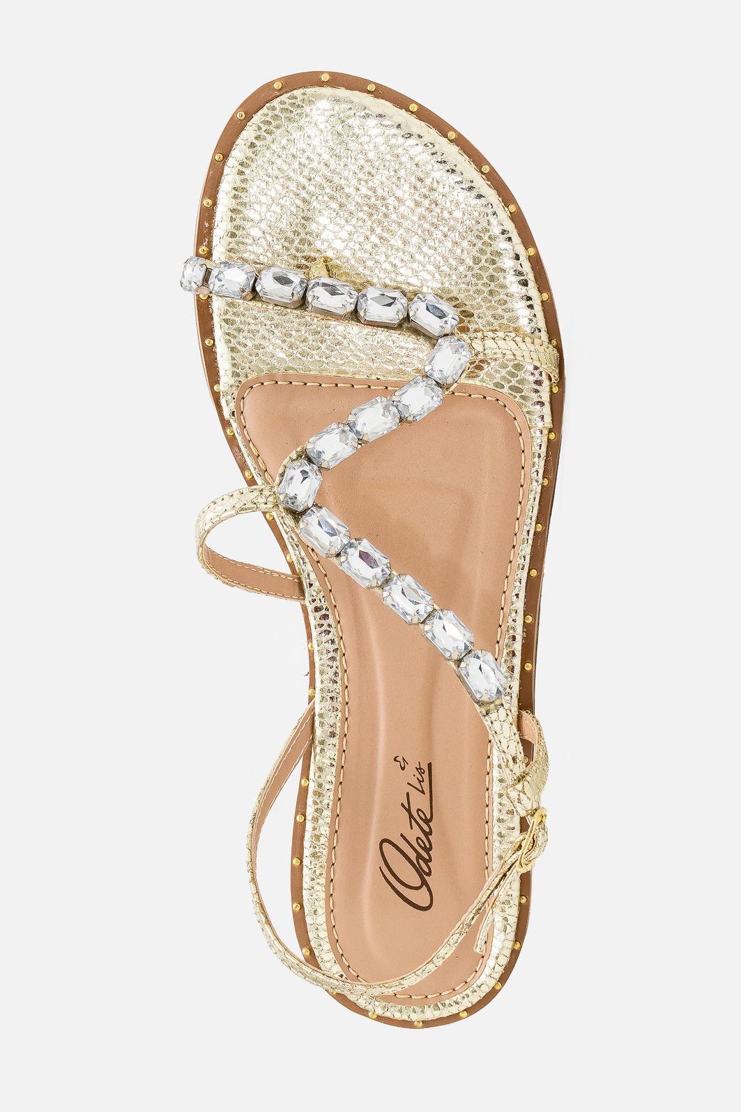 Rasteira com Maxi Pedras Champagne Rasteira com Maxi Pedras Champagne