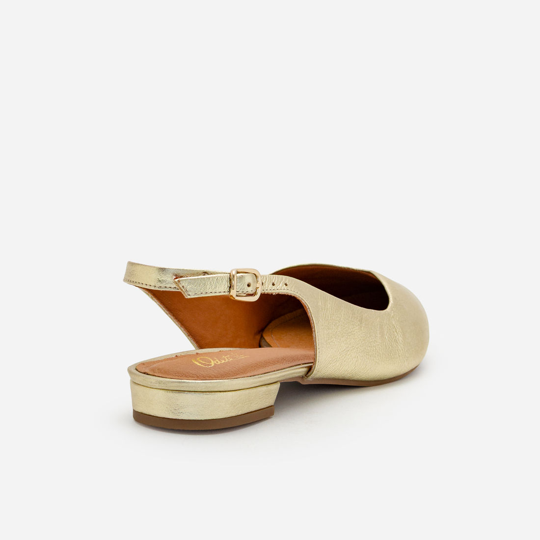 Slingback em Couro Champagne Slingback em Couro Champagne