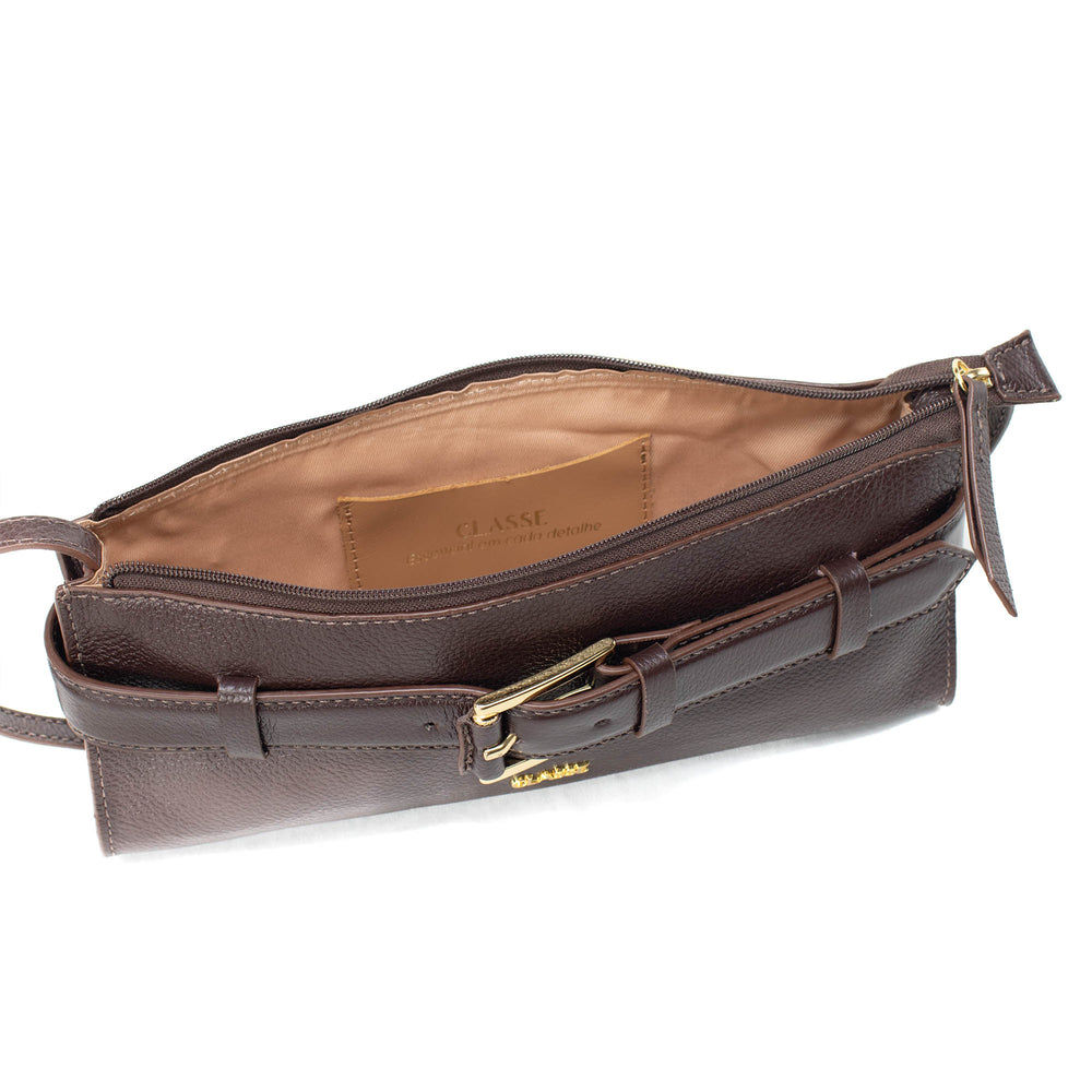 Bolsa Baguete Moderna em Couro Marrom Bolsa Baguete Moderna em Couro Marrom
