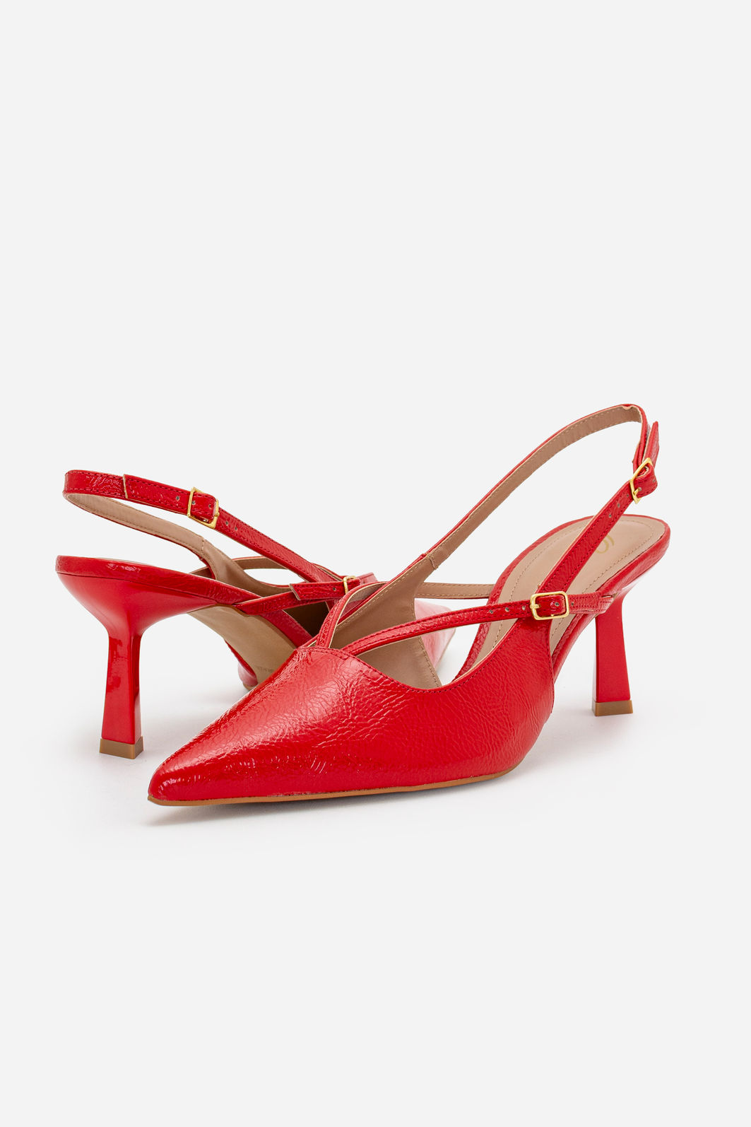 Slingback com Salto Geométrico Vermelho Slingback com Salto Geométrico Vermelho