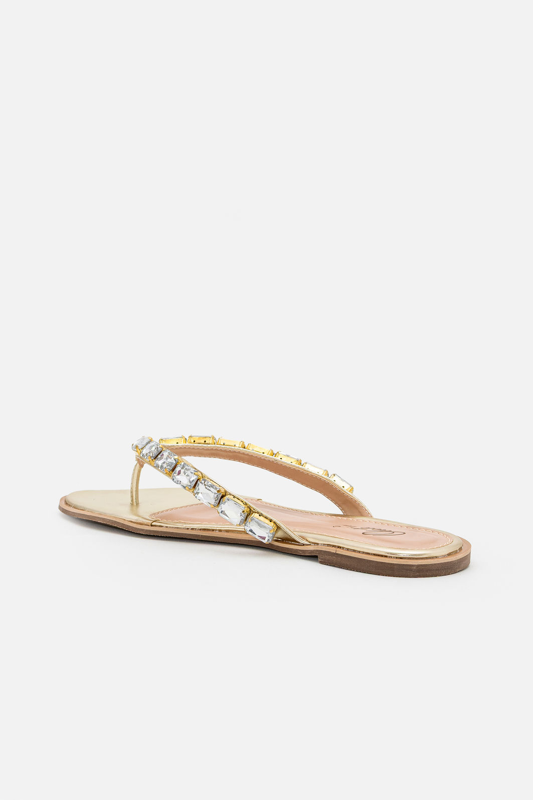 Rasteira de Dedo com Pedras Coloridas Champagne Rasteira de Dedo com Pedras Coloridas Champagne