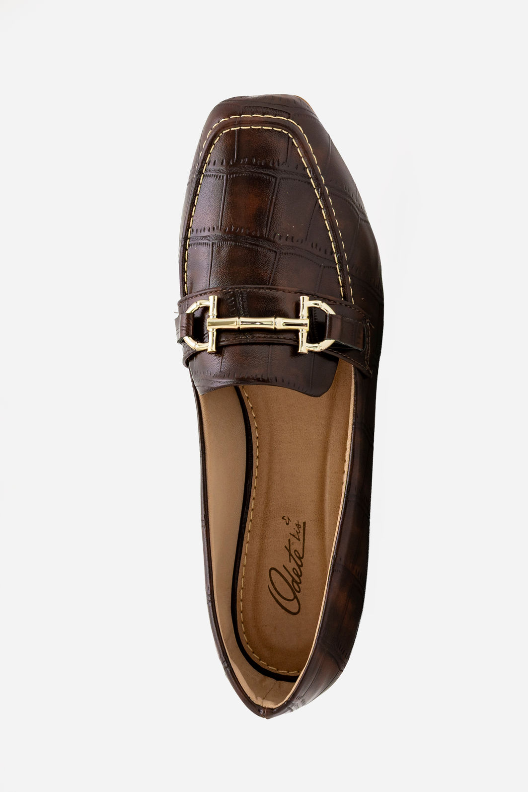 Mocassim Tradicional em Croco com Detalhe Metálico Marrom Mocassim Tradicional em Croco com Detalhe Metálico Marrom