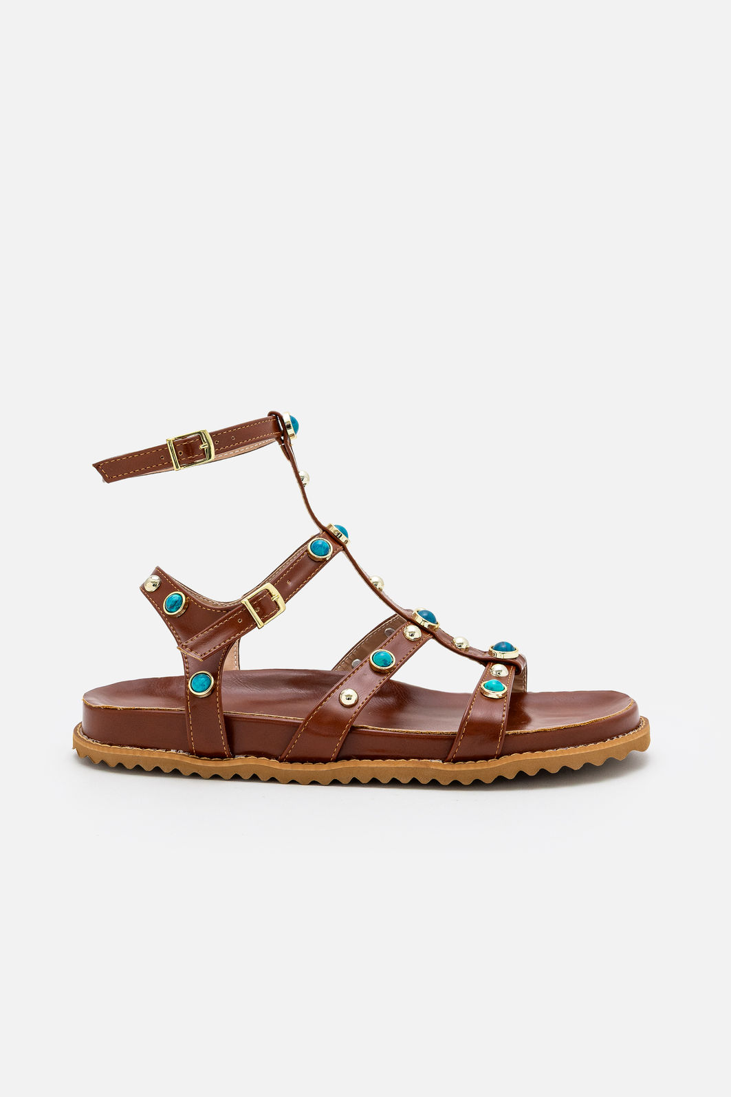 Papete Moderna com Rebites e Pedras Azuis Tostado Papete Moderna com Rebites e Pedras Azuis Tostado