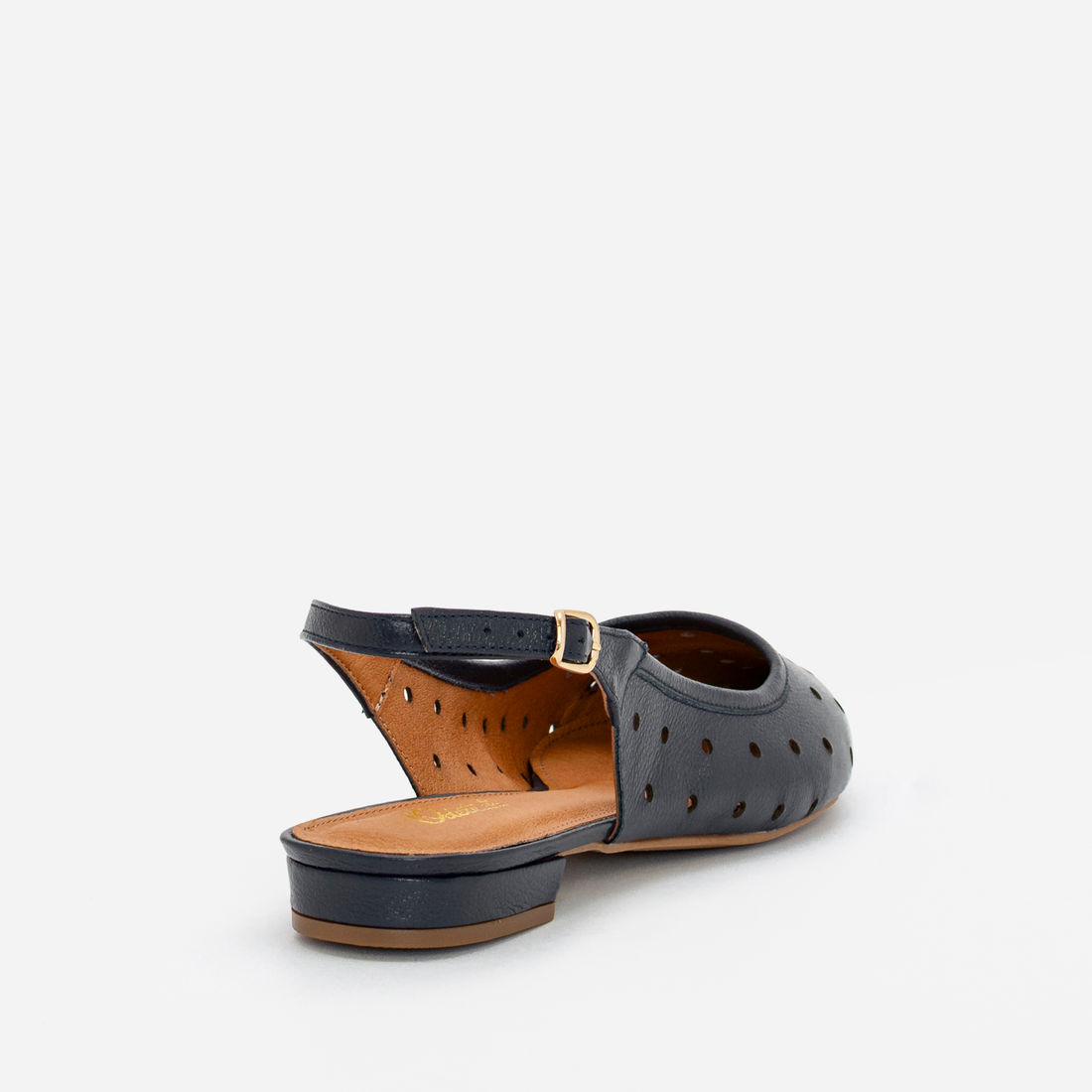 Slingback em Couro Delicado Marinho Slingback em Couro Delicado Marinho