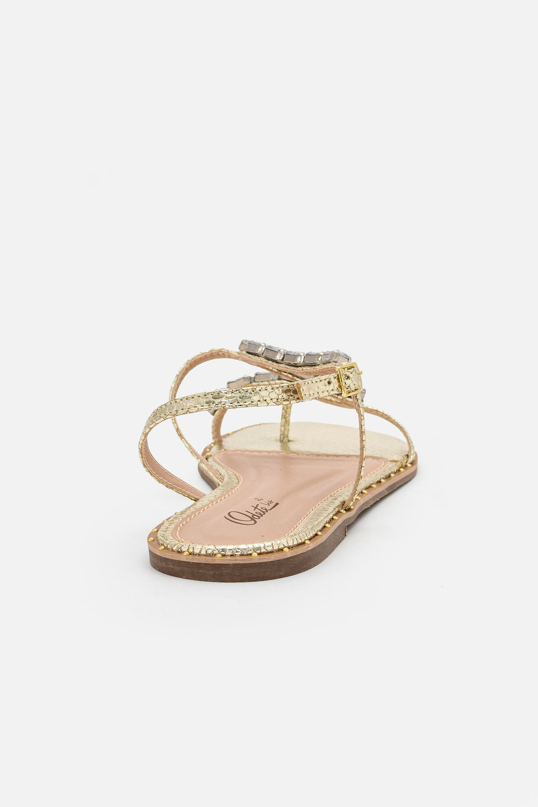 Rasteira com Maxi Pedras Champagne Rasteira com Maxi Pedras Champagne