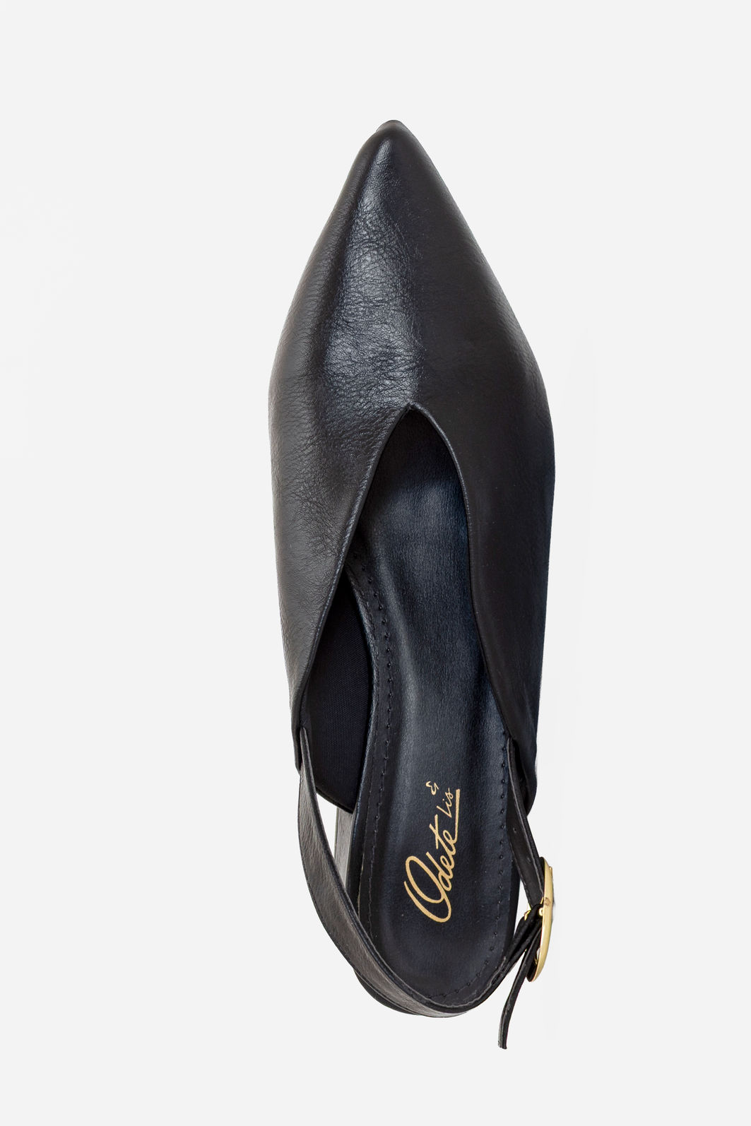 Slingback com Decote e Salto Baixo Preto Slingback com Decote e Salto Baixo Preto