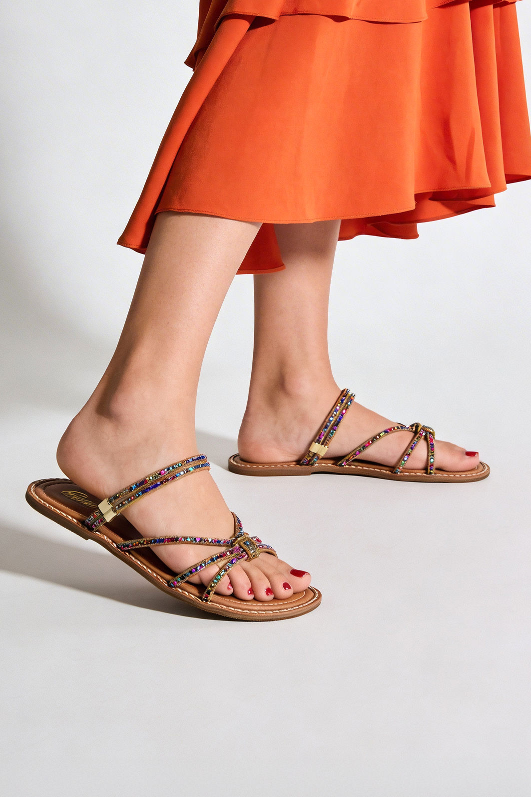 Rasteira com Brilhos Delicada 2 em 1 Tostado Rasteira com Brilhos Delicada 2 em 1 Tostado