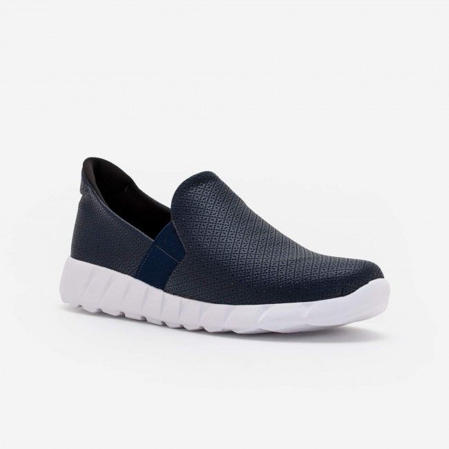 Tênis Slip On Comfort em Material Texturizado Marinho