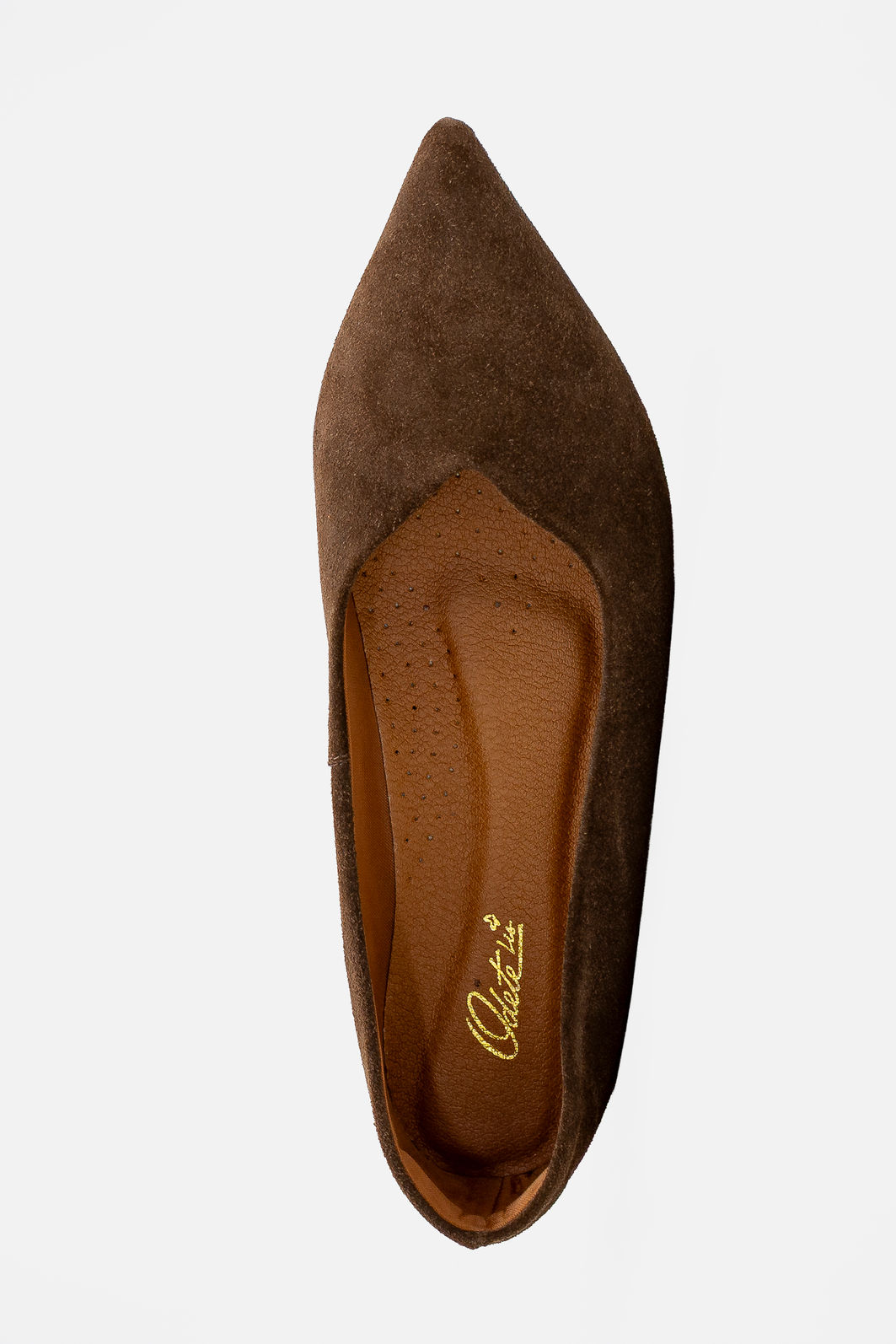 Sapatilha em Couro Camurça com Bico Fino Café Sapatilha em Couro Camurça com Bico Fino Café