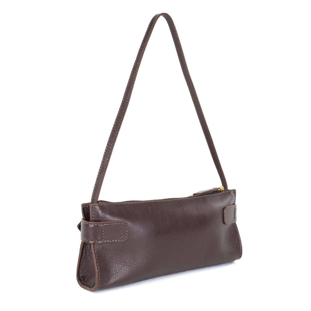 Bolsa Baguete Moderna em Couro Marrom Bolsa Baguete Moderna em Couro Marrom