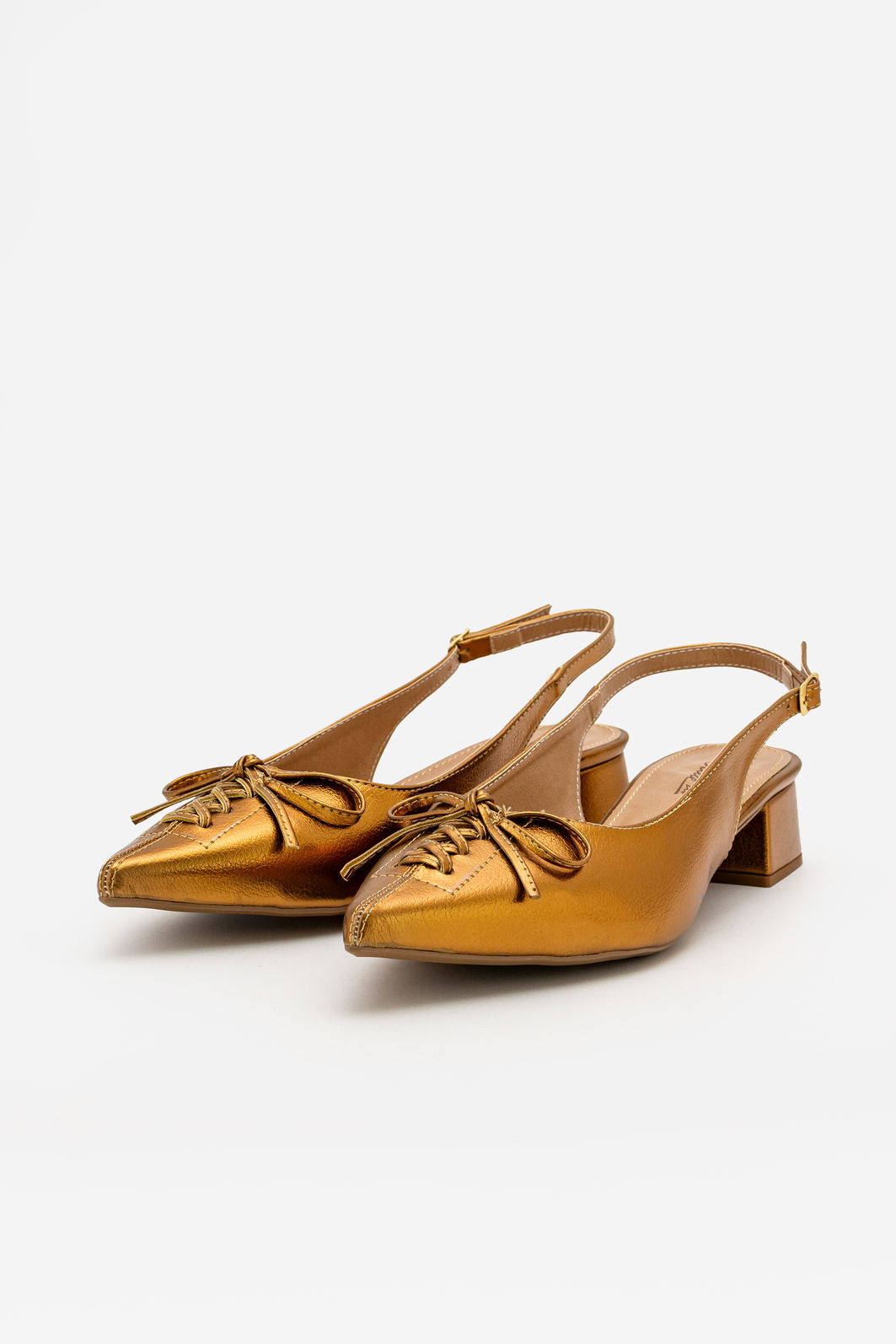 Chanel com Salto Baixo Bronze Chanel com Salto Baixo Bronze