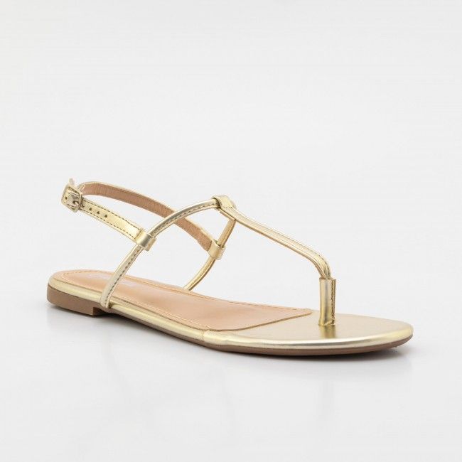 Rasteira Básica Tiras Minimalistas Champagne