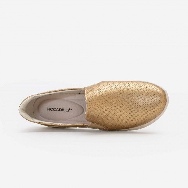 Tênis Slip On Comfort em Material Texturizado Champagne
