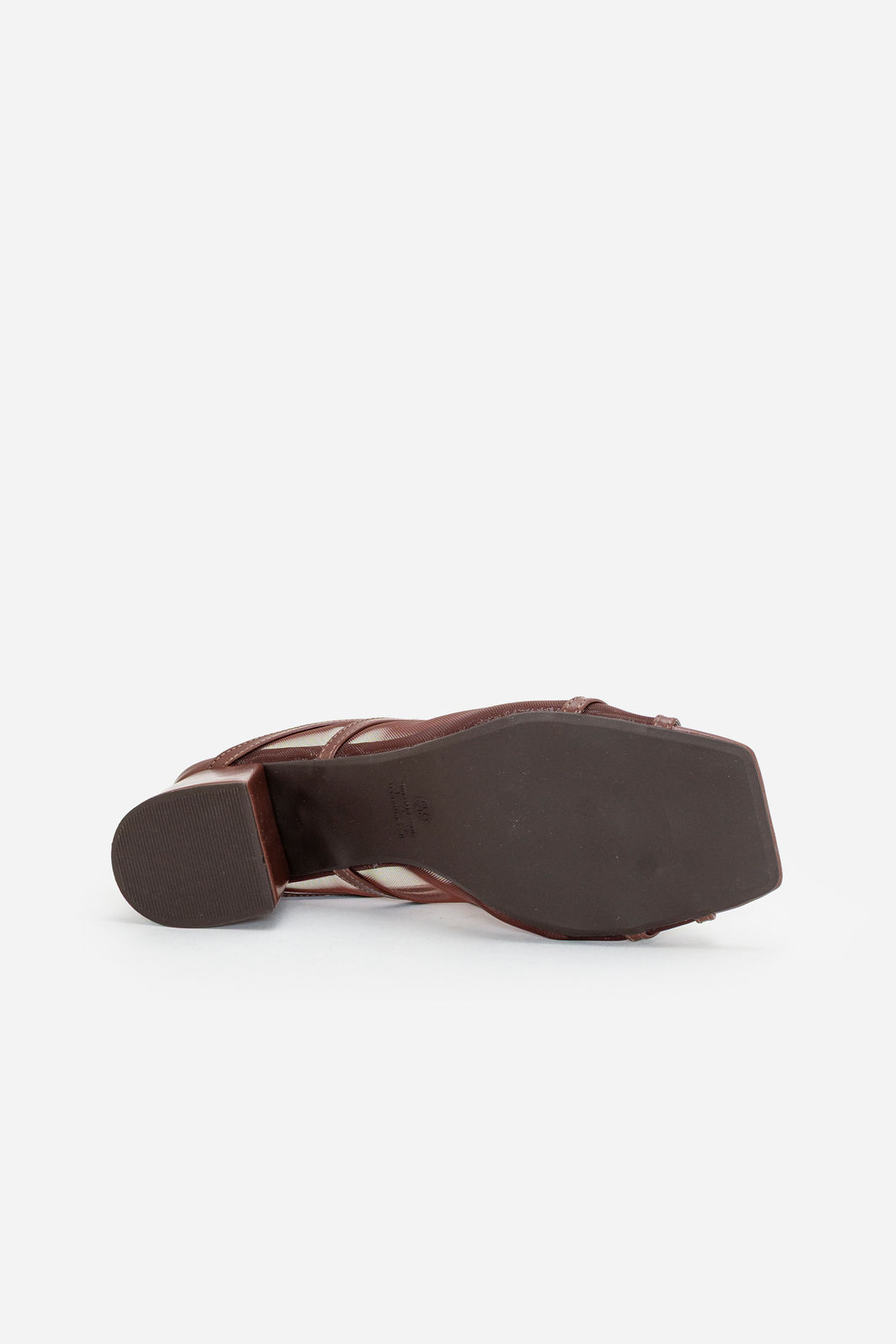 Mule com Tela e Salto Bloco Moderno Marrom Mule com Tela e Salto Bloco Moderno Marrom