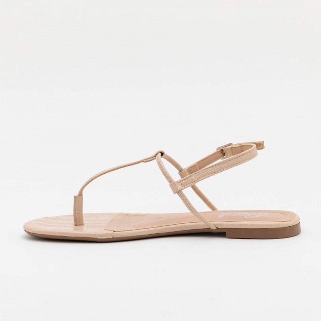 Rasteira Básica Tiras Minimalista Amêndoa