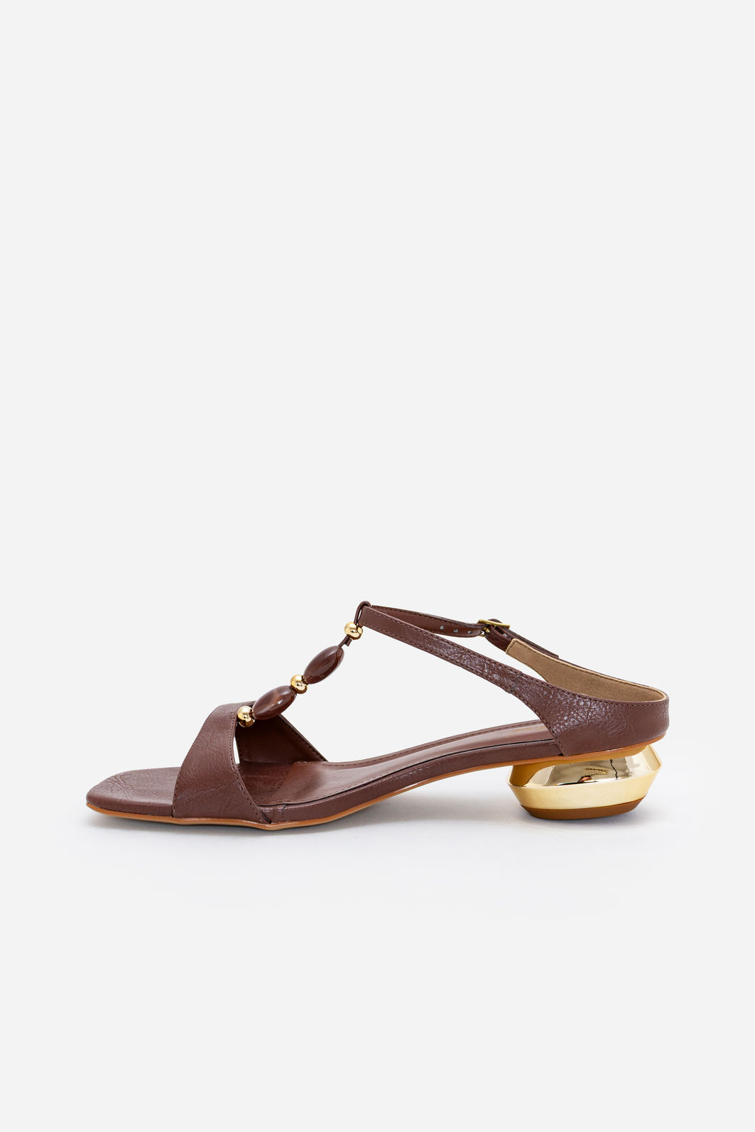 Mule com Pedras e Salto Cromado Marrom Mule com Pedras e Salto Cromado Marrom