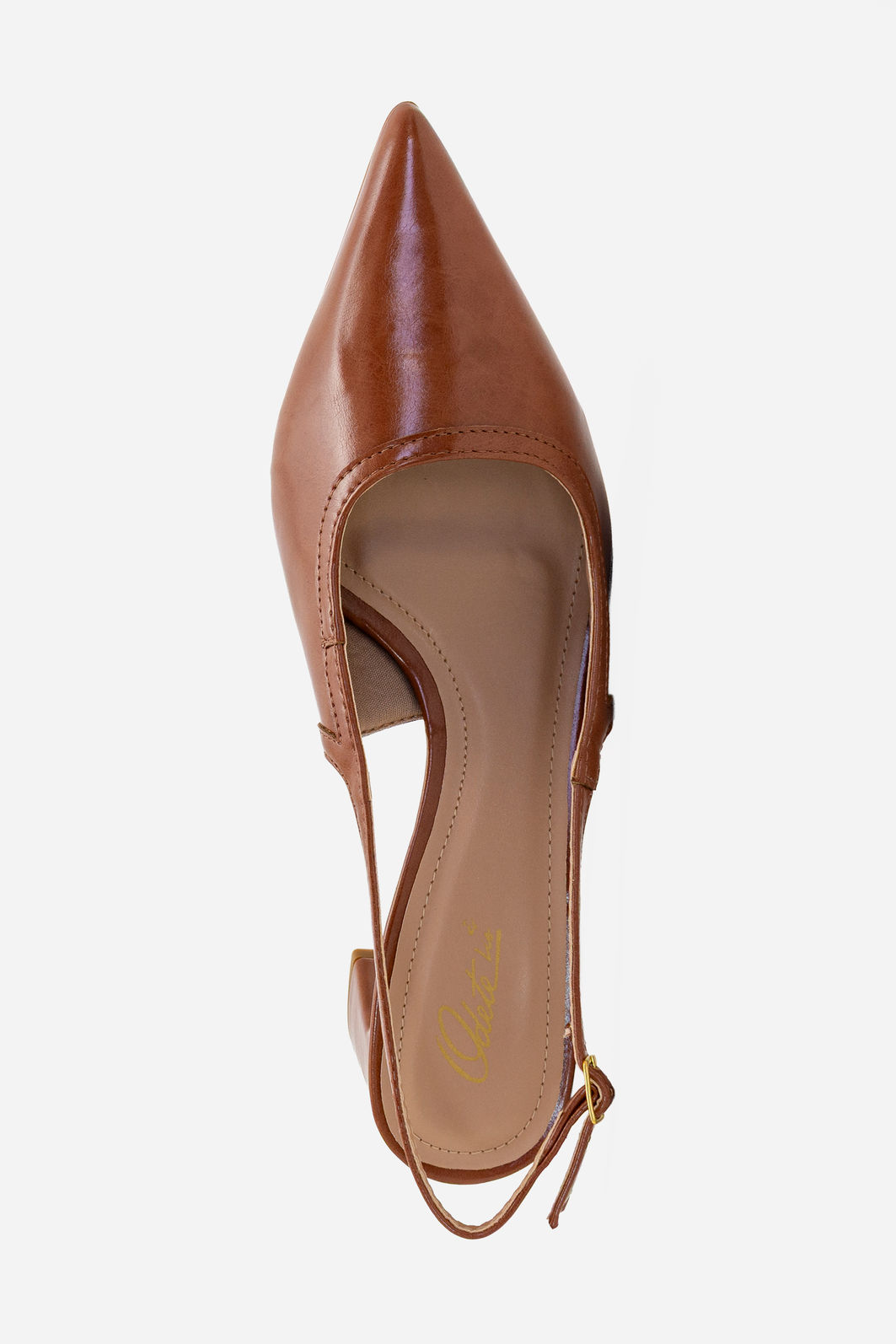 Slingback Elegante com Salto Bloco Tostado Slingback Elegante com Salto Bloco Tostado