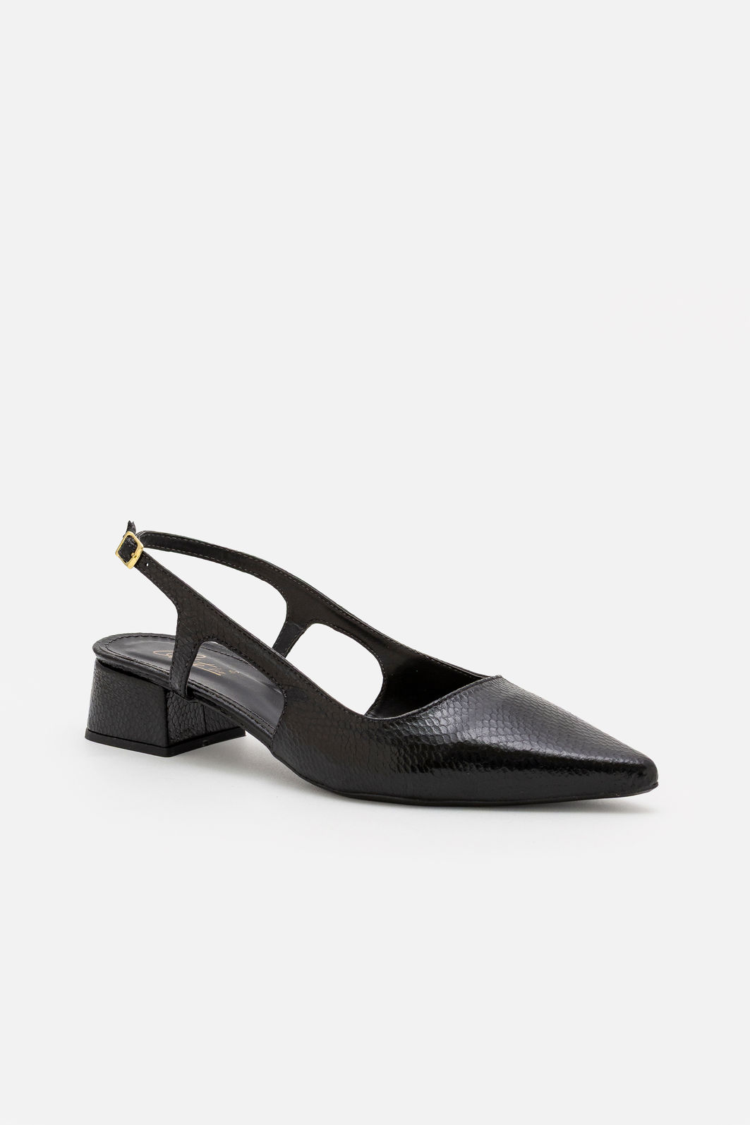 Chanel Texturizado com Salto Baixo Preto Chanel Texturizado com Salto Baixo Preto