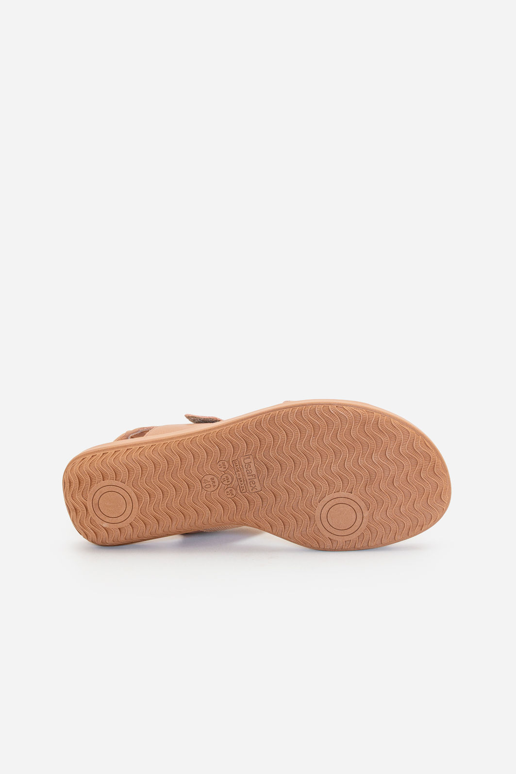 Rasteira com Velcro em Couro Usaflex Amêndoa Rasteira com Velcro em Couro Usaflex Amêndoa