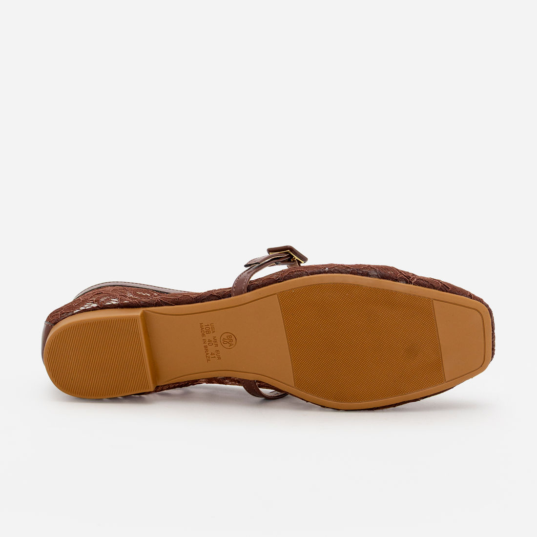 Sapatilha em Renda com Fivela Lateral Marrom Sapatilha em Renda com Fivela Lateral Marrom