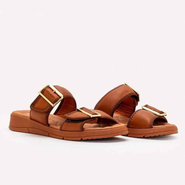 Tamanco Confort Fivelas Tostado Tamanco Confort Fivelas Tostado