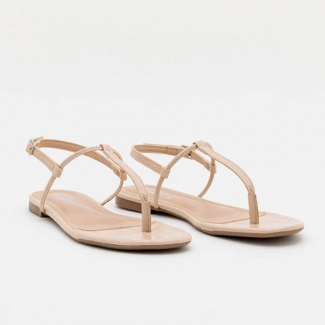 Rasteira Básica Tiras Minimalista Amêndoa