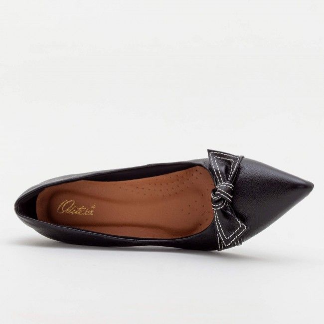 Scarpin Laço com Pesponto em Couro Preto Scarpin Laço com Pesponto em Couro Preto