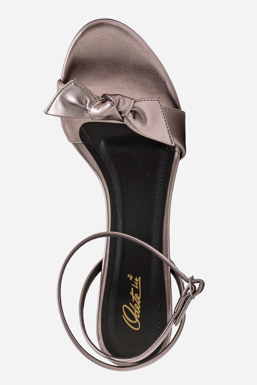 Sandália com Laço e Salto Geométrico Prata Velho Sandália com Laço e Salto Geométrico Prata Velho