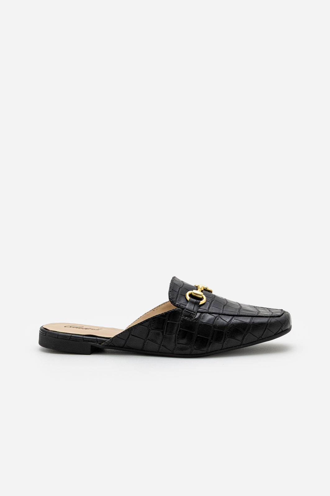 Mule em Croco com Horsebit Preta Mule em Croco com Horsebit Preta