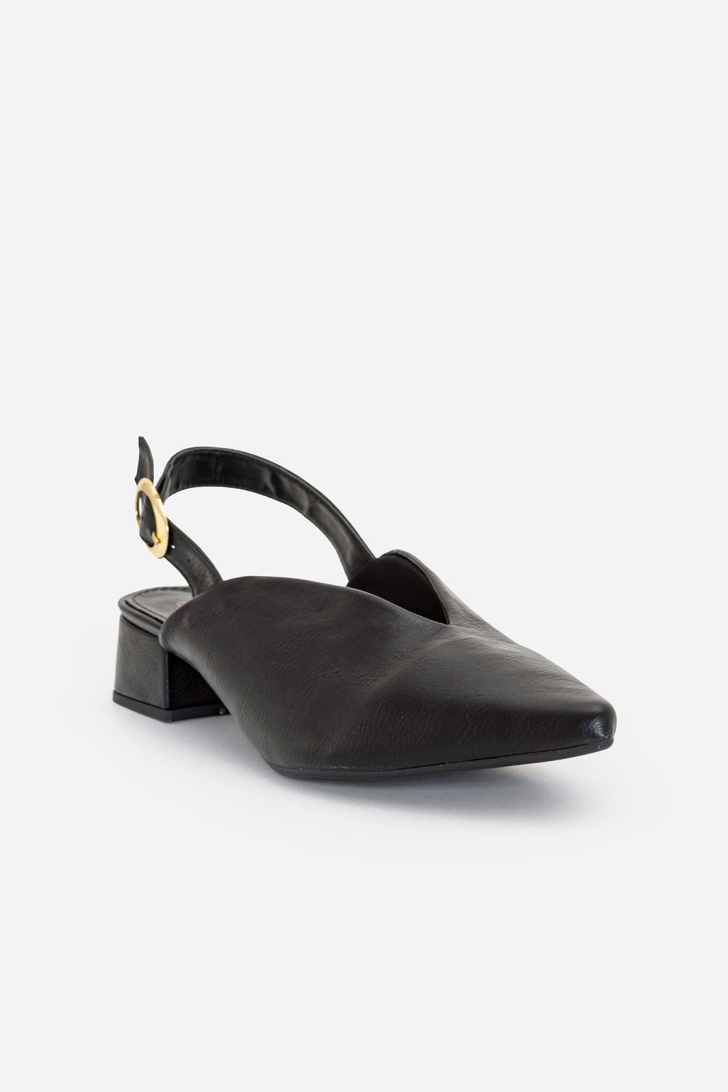Slingback com Decote e Salto Baixo Preto Slingback com Decote e Salto Baixo Preto