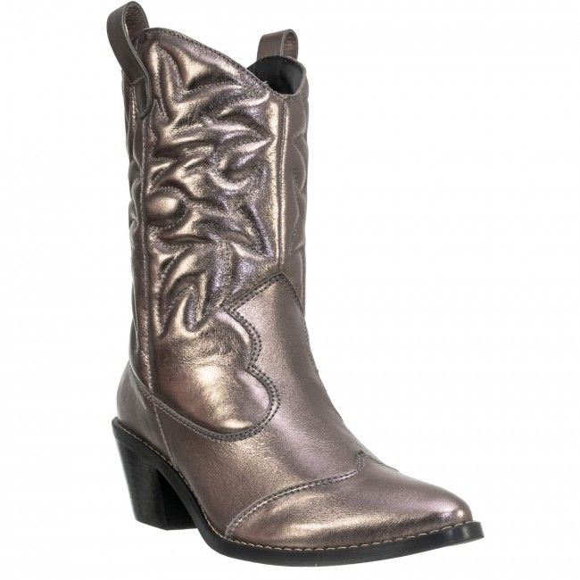 Bota Western Bordada Cano Longo Chumbo