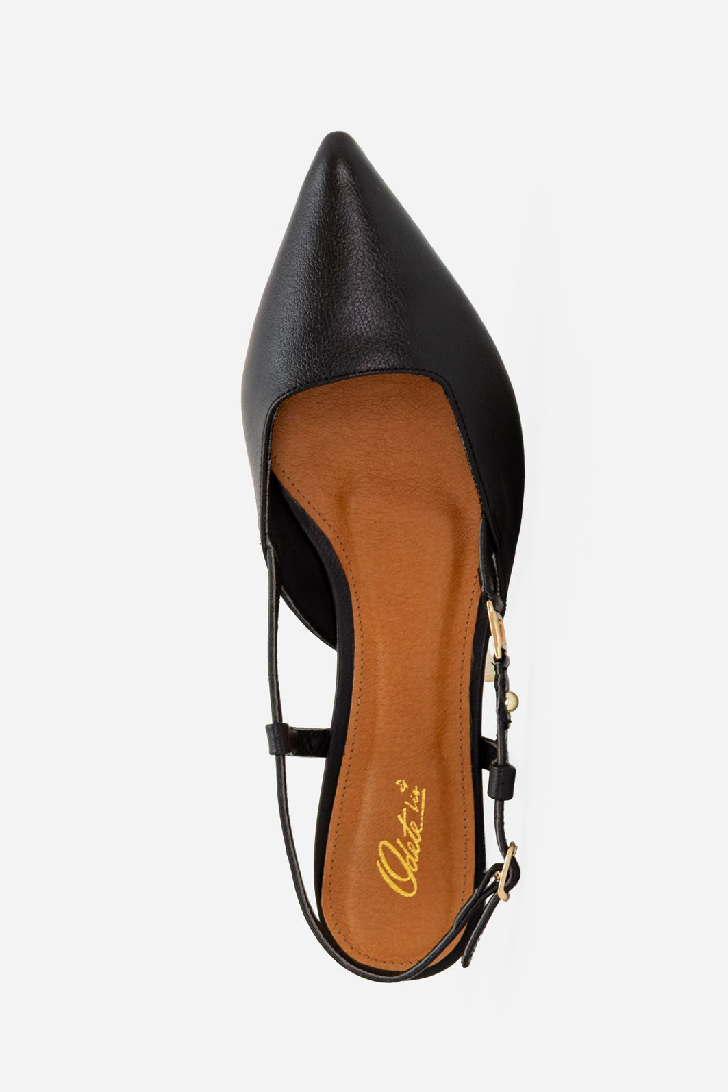 Slingback Elegante em Couro Preto Slingback Elegante em Couro Preto